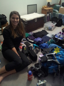 The night before I flew out. A wee big disorganized and a lot of stuff to cram into my bag.