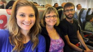 Photo on airplane of Ashlyn's family.