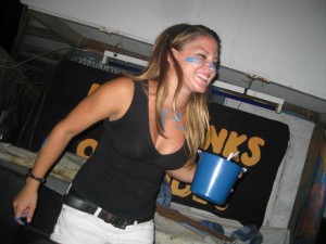 I'm pretty sure that's a bucket of a 13 ounze bottle of rum mixed with a can of coke in my hand. And face paint. But don't worry Mom, I wasn't drinking...