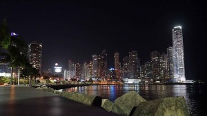 Night cityscape of Panama City.