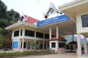 A quiet land border crossing between Laos and Vietnam.