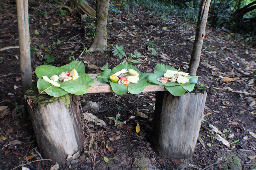 A simple but delicious supper served up on banana leaves.