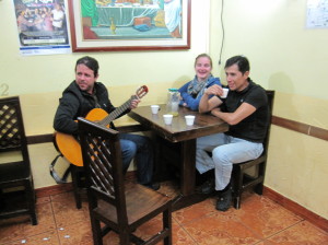 Paulo with the guitar singing us a few Spanish songs. He was really good!